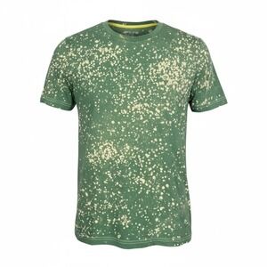 Vintage Praga Men's Olive Green Bleached Splatter T-Shirt Size L 100% Cotton